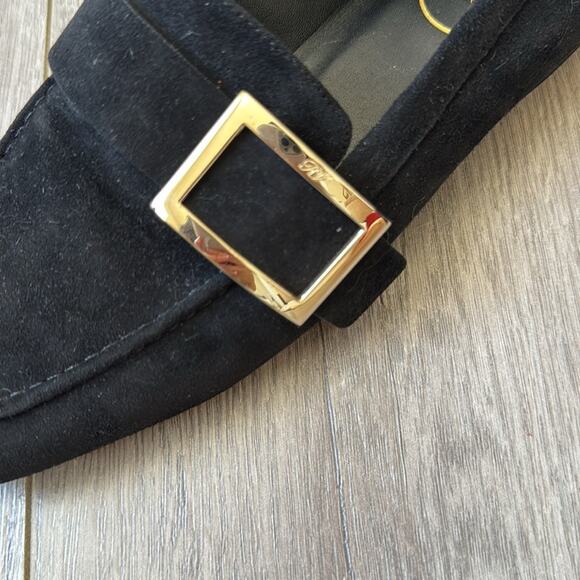 Roger Vivier Black Suede Buckle Loafers EU 35.5 US 5–5.5 Gold Hardware EUC - Picture 4 of 6